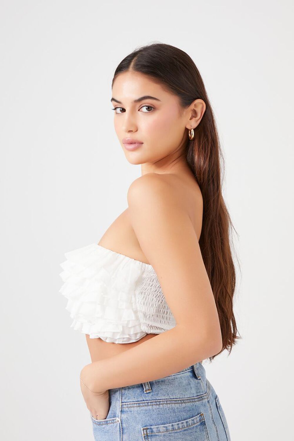 White Ruffle Strapless Top – Elegant Summer Lock