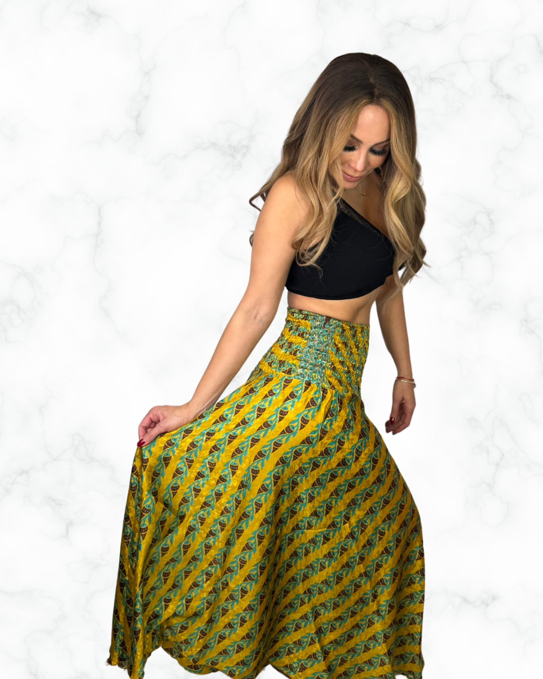 Boho Mustard Striped Wide-Leg Palazzo Pants