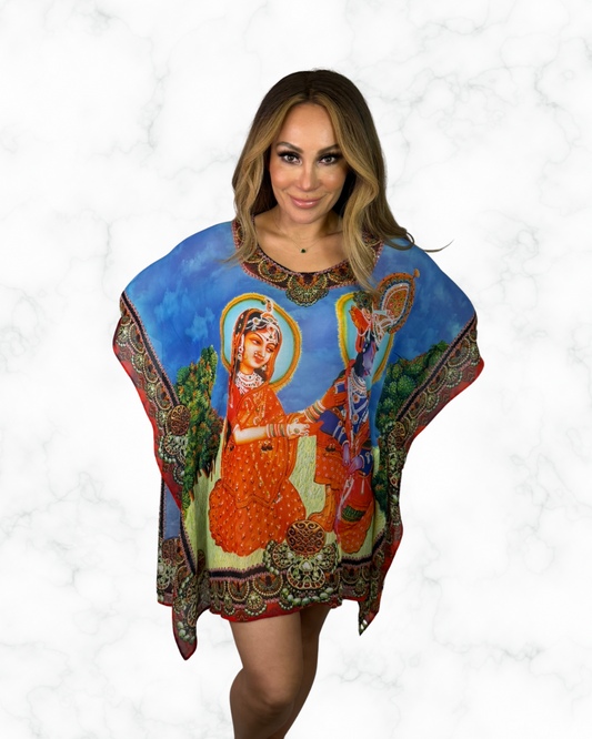 Hindu Art Print Boho Kaftan Tunic