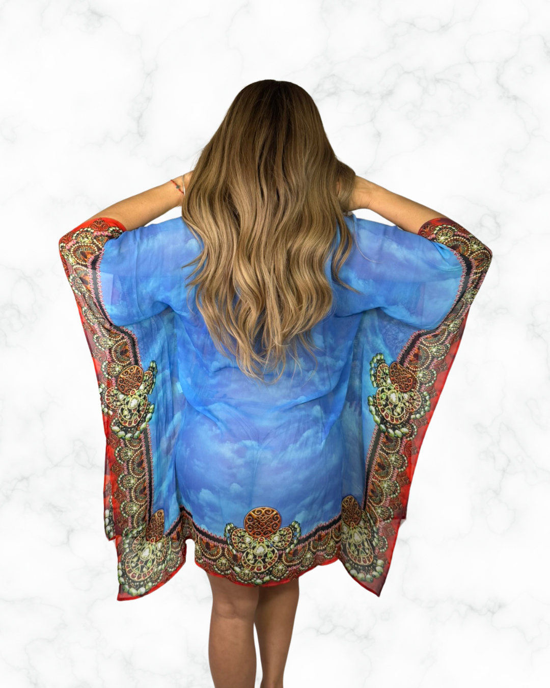 Hindu Art Print Boho Kaftan Tunic