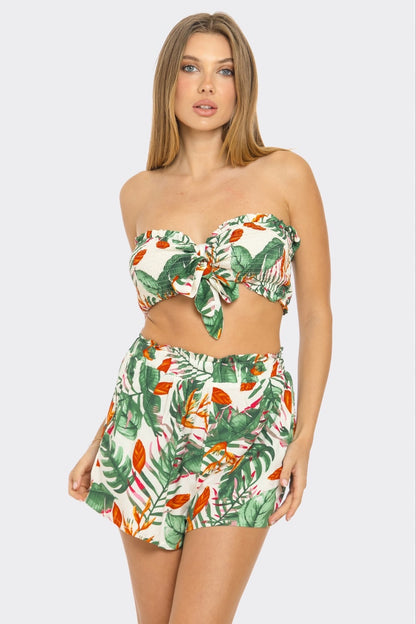 Tropical Tube Top & Shorts Set – Summer Two-Piece Outfit