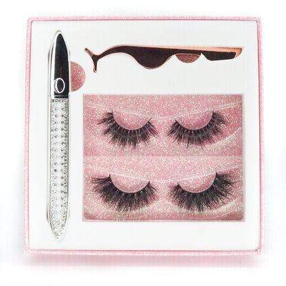 11:11 Beauty Large Eyes Lash Kit – Day to Night 5D False Eyelashes with Black Adhesive Eyeliner & Tweezers